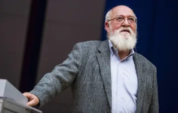 Daniel Dennett podczas wykładu na Uniwersytecie Jagiellońskim w Krakowie. 23 października 2017 r. // Fot. Andrzej Banaś / Polska Press / EastNews