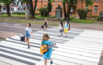 Muzyczne przejście dla pieszych przy szkole muzycznej w Łomży. Lipiec 2020 r.  / MAREK MALISZEWSKI / REPORTER
