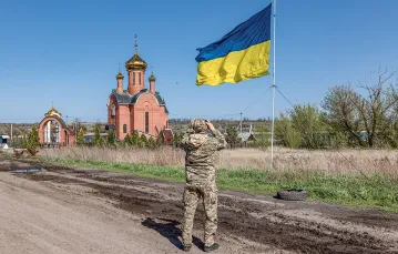 Ukraińska cerkiew na linii frontu Marinka-Pisky, obwód doniecki, kwiecień 2023 r. / DIEGO HERRERA CARCEDO / GETTY IMAGES